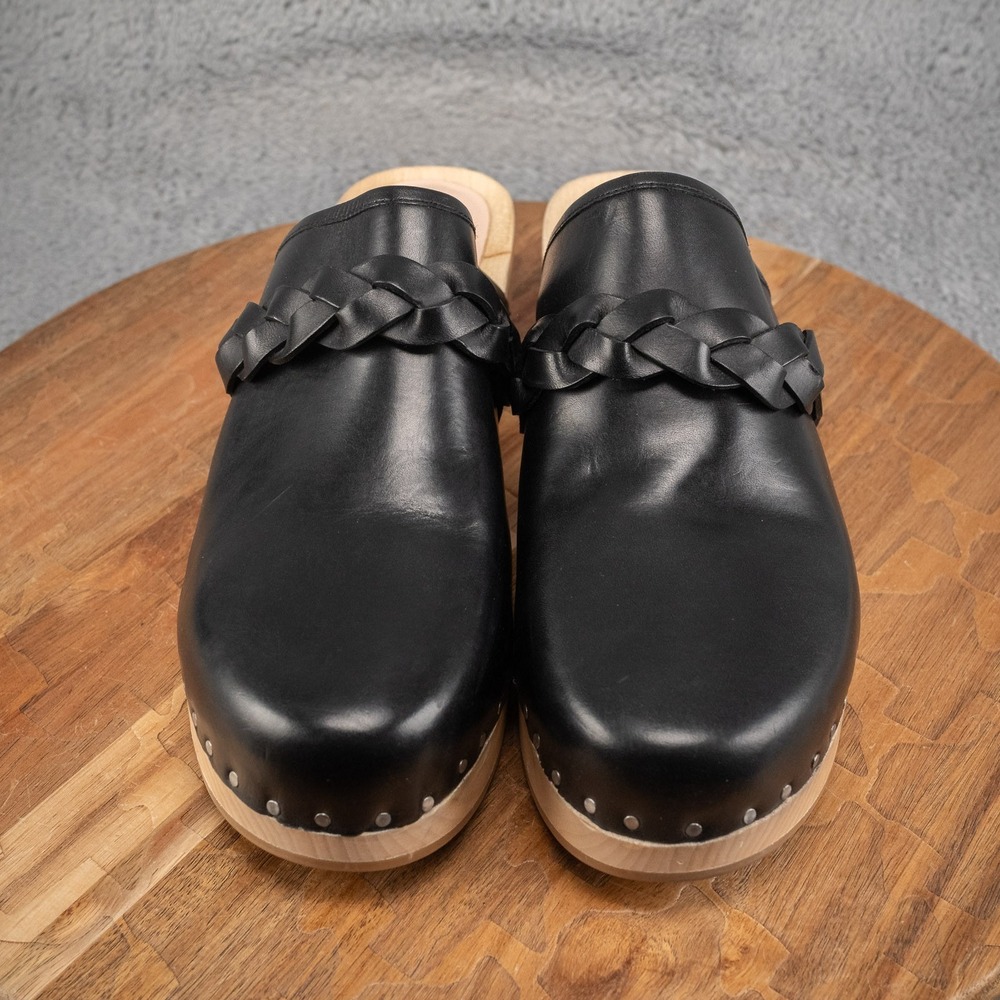Loeffler Randall Merrill Braided Black Leather Platform Heel Clogs Size 10 M EUC - Picture 2 of 7